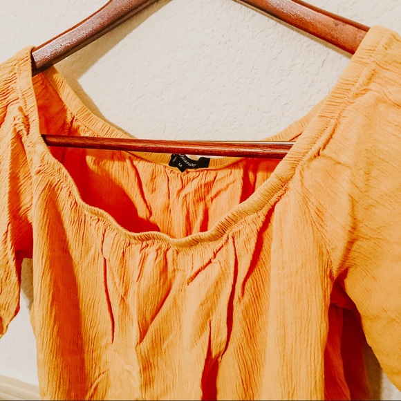 Mustard Off the Shoulder Crop Top - Picture 2 of 3